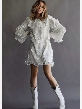 Free People x Mestiza Floral Embellished Mini Dress SZ XS NWT